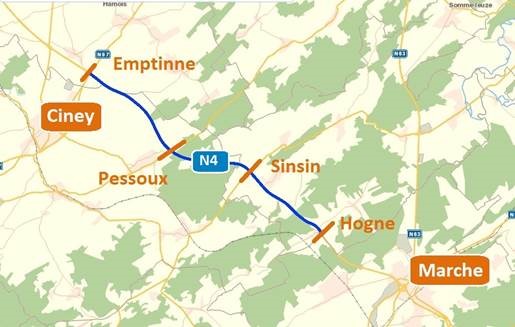 Travaux sur la N4 – province de Luxembourg
