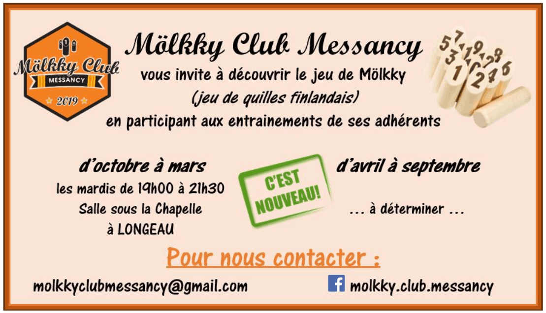 Unique en province de Luxembourg Mölkky club Messancy